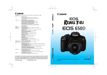 EOS 650D | Canon EOS Rebel T4i Mode d'emploi | Fixfr