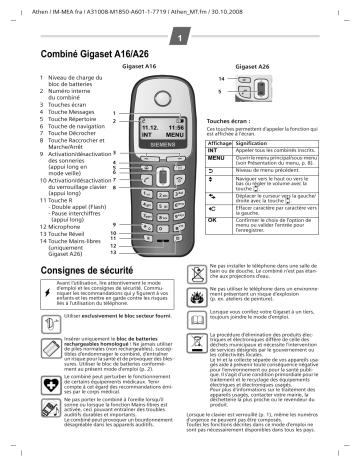 Manuel du propriétaire | Siemens Gigaset A16 Manuel utilisateur | Fixfr