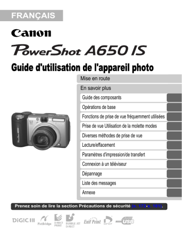 Mode d'emploi | Canon Powershot A650 IS Manuel utilisateur | Fixfr