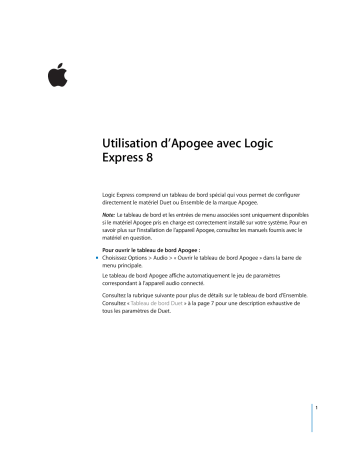 Manuel du propriétaire | Apple Logic Express 8 Manuel utilisateur | Fixfr