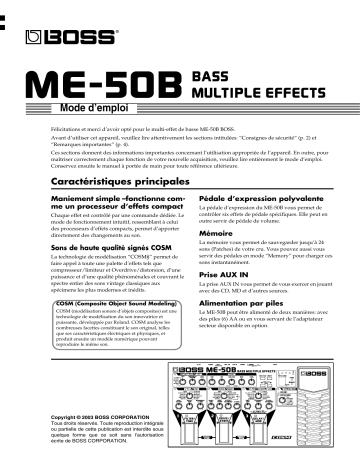 Manuel du propriétaire | Boss ME-50B Manuel utilisateur | Fixfr