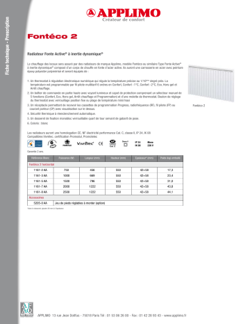 Manuel du propriétaire | APPLIMO FONTECO 2 Manuel utilisateur | Fixfr