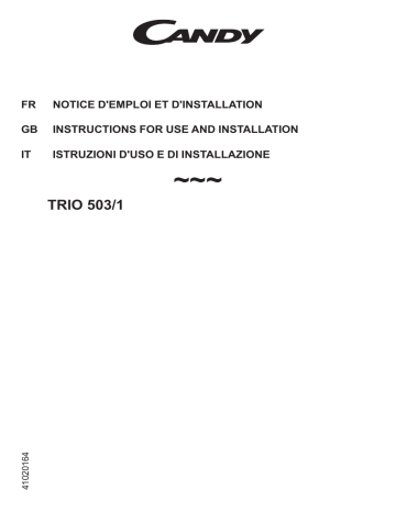 Manuel du propriétaire | Candy TRIO 503/1 DESSUS Manuel utilisateur | Fixfr
