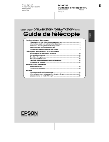 Manuel du propriétaire | Epson STYLUS OFFICE BX300FN Manuel utilisateur | Fixfr