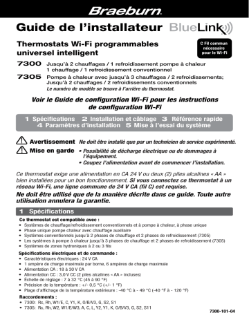 Braeburn 7305 BlueLink Smart Wi-Fi Universal Thermostat Manuel utilisateur | Fixfr