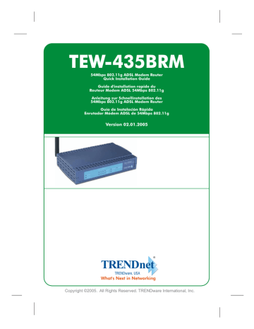 Trendnet TEW-435BRM 54Mbps 802.11g ADSL Firewall Modem Router Manuel utilisateur | Fixfr
