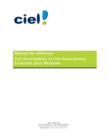 Associations Évolution 2013 | Mode d'emploi | Ciel Associations 2013 Manuel utilisateur | Fixfr