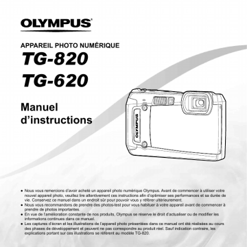 Olympus TG820 iHS Mode d'emploi | Fixfr