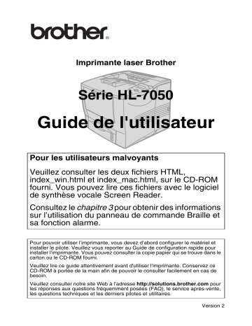 Manuel du propriétaire | Brother HL-7050 Manuel utilisateur | Fixfr