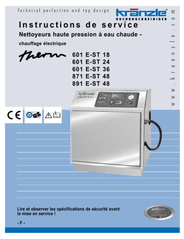 Manuel du propriétaire | Kranzle therm 601 E-ST 18 Manuel utilisateur | Fixfr