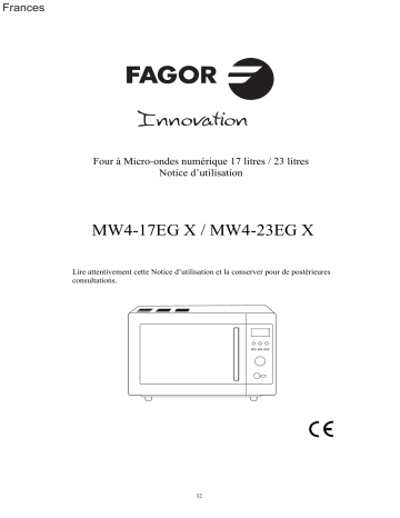 Manuel du propriétaire | Fagor MW4-23EG X Manuel utilisateur | Fixfr
