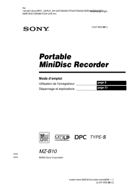 Sony MZ B10 Manuel utilisateur