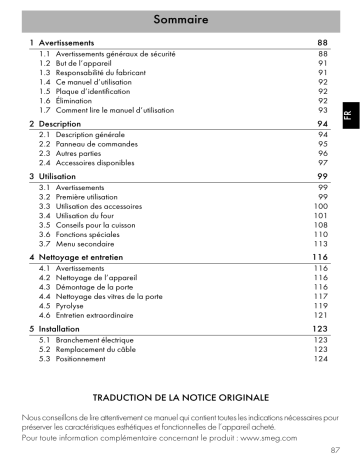 Manuel du propriétaire | Smeg SFP612NFR Manuel utilisateur | Fixfr