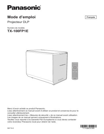 Manuel du propriétaire | Panasonic PT-AE3000 Manuel utilisateur | Fixfr