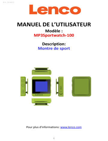 Mode d'emploi | Lenco MP3 Sportwatch 100 Manuel utilisateur | Fixfr