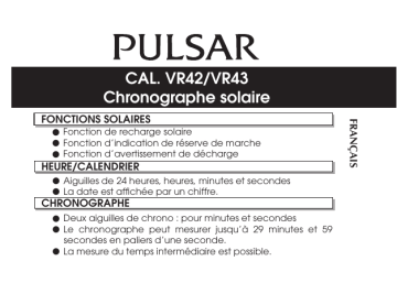 Manuel du propriétaire | Pulsar PZ6009X1 Manuel utilisateur | Fixfr