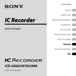 Sony ICD UX80 Manuel utilisateur