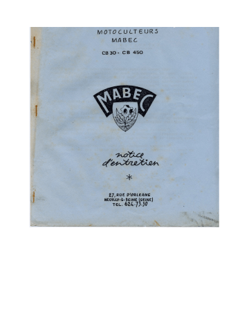 Manuel du propriétaire | MABEC MOTOCULTEUR TYPE CB450 Manuel utilisateur | Fixfr