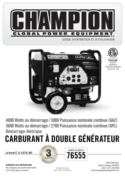 Champion Power Equipment 76555 Manuel utilisateur