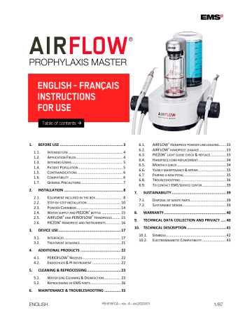 Mode d'emploi | EMS AIRFLOW Prophylaxis Master Manuel utilisateur | Fixfr