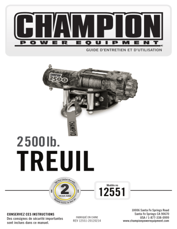 Champion Power Equipment 12551 Manuel utilisateur | Fixfr