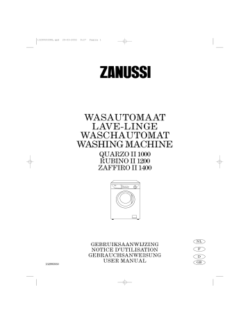 Manuel du propriétaire | Zanussi-Electrolux QUARZO II 1000 Manuel utilisateur | Fixfr