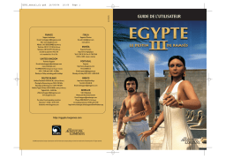 GAMES PC EGYPTE-LE DESTIN DE RAMSES III Manuel utilisateur