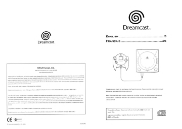 Mode d'emploi | Sega Dreamcast Manuel utilisateur | Fixfr