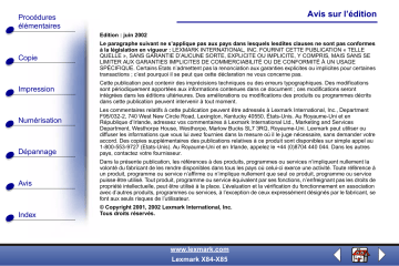 Manuel du propriétaire | Lexmark X84 Manuel utilisateur | Fixfr