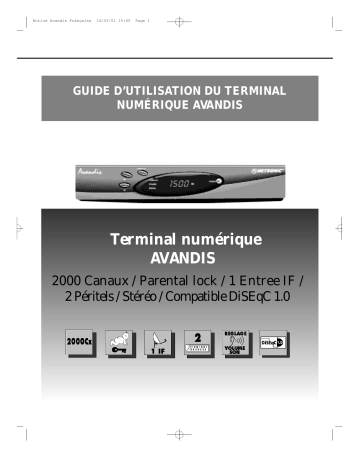 Manuel du propriétaire | Metronic TERMINAL NUMERIQUE AVANDIS Manuel utilisateur | Fixfr