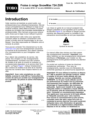 Toro SnowMax 724 ZXR Snowthrower Manuel utilisateur | Fixfr
