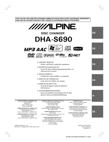 Manuel du propriétaire | Alpine DHA-S690 Manuel utilisateur | Fixfr