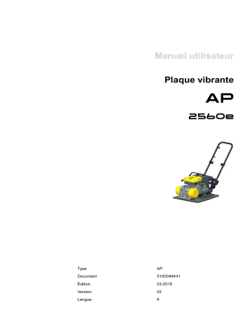 Wacker Neuson AP2560e Single direction Vibratory Plate Manuel utilisateur | Fixfr