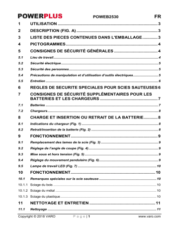 Manuel du propriétaire | Powerplus POWEB2530 Manuel utilisateur | Fixfr
