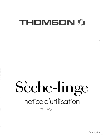 TS1600 | Manuel du propriétaire | Thomson TS160 Manuel utilisateur | Fixfr