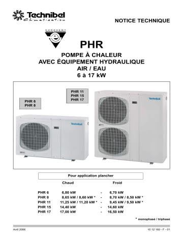 Manuel du propriétaire | TECHNIBEL PHR 17 Manuel utilisateur | Fixfr