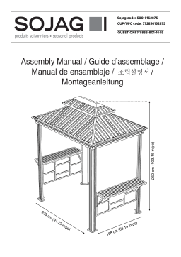 Sojag 500-9162875 BBQ Messina Dark Grey Fabric Rectangle Screened Gazebo Manuel utilisateur