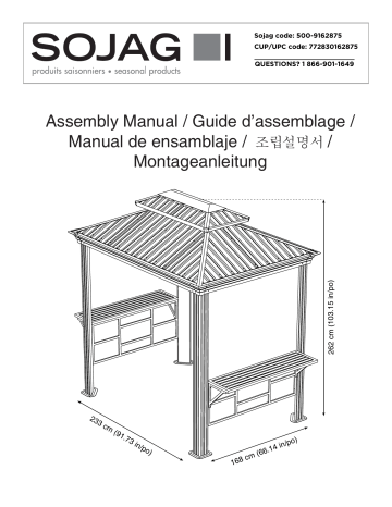 Mode d'emploi | Sojag 500-9162875 BBQ Messina Dark Grey Fabric Rectangle Screened Gazebo Manuel utilisateur | Fixfr