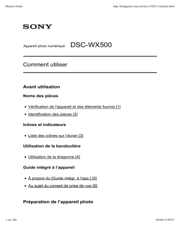 Sony Cyber-Shot DSC WX500 Manuel utilisateur | Fixfr