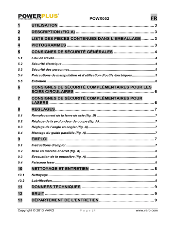 Manuel du propriétaire | Powerplus POWX052 Manuel utilisateur | Fixfr