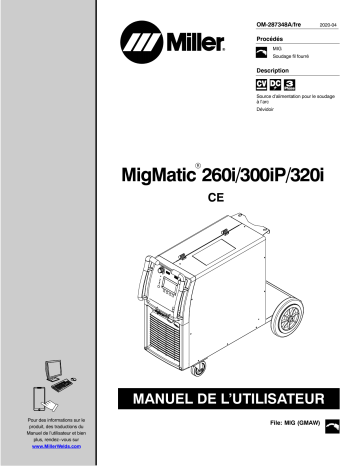 MK522004D | Manuel du propriétaire | Miller MIGMATIC 260I, 300IP, 320I Manuel utilisateur | Fixfr