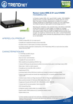 Trendnet RB-TEW-658BRM N300 Wireless ADSL 2/2+ Modem Router Fiche technique