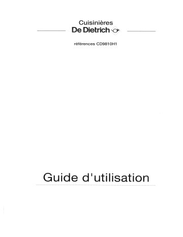 Manuel du propriétaire | De Dietrich CD9810H1 Manuel utilisateur | Fixfr