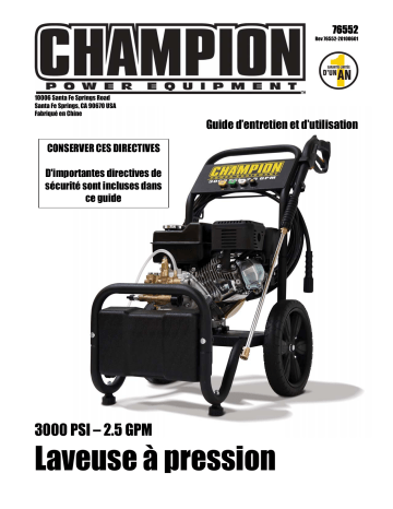 Champion Power Equipment 76552 Manuel utilisateur | Fixfr