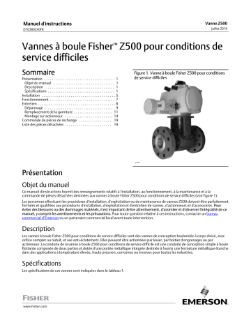 Mode d'emploi | Fisher Vannes à boule Z500 pour conditions de Manuel utilisateur | Fixfr