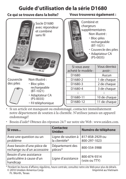 Uniden D1680 Manuel utilisateur