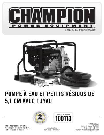 Champion Power Equipment 100113 Manuel utilisateur | Fixfr