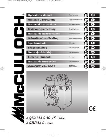 Manuel du propriétaire | McCulloch AQUAMAC 45 Manuel utilisateur | Fixfr