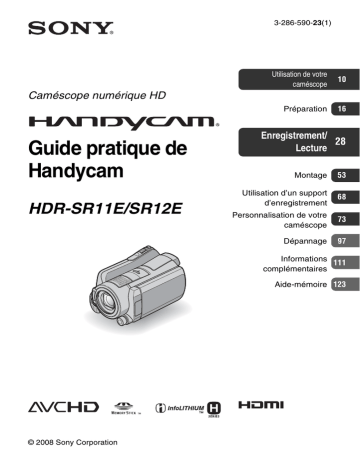 HDR-SR11E | HDR SR11E | Mode d'emploi | Sony HDR SR12E Manuel utilisateur | Fixfr