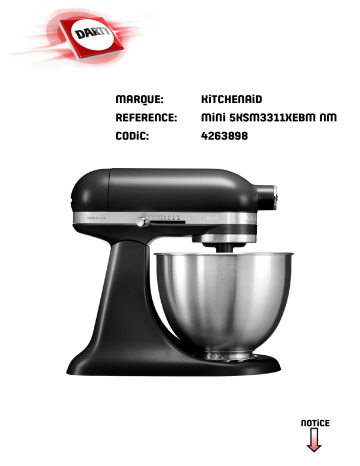 Manuel du propriétaire | KitchenAid 5KSM3311XEBM5KSM3311XEFG5KSM3311XEHT5KSM3311X Manuel utilisateur | Fixfr